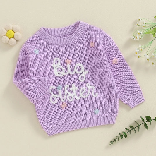 Big Sister Knit Sweater for Toddlers – Soft Long-Sleeve Pullover (1 to 5 Years)