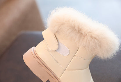 Girls' Faux Fur Trim Snow Boots – Warm Winter Ankle Boots for Toddlers & Little Girls