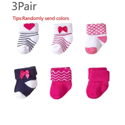 3-Pack Pink Heart & Bow Baby Girl Winter Socks
