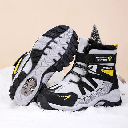 Sporty High-Top Plush-Lined Winter Boots for Boys
