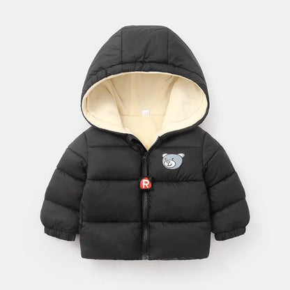 Bear Patch Hooded Puffer Jacket for Boys