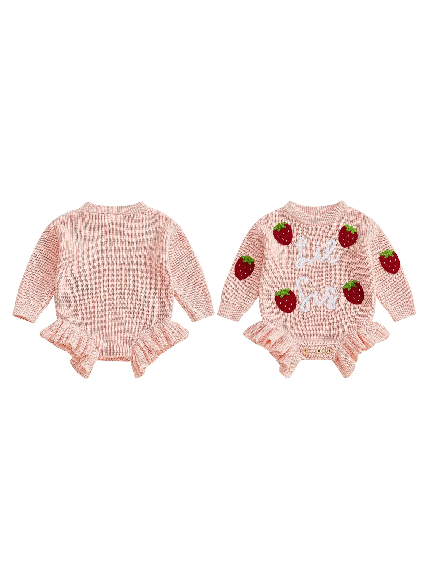 Strawberry Knit Sweater Romper for Baby Girls