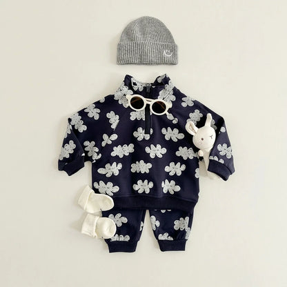 Doodle Leaf Half-Zip Sweatshirt & Jogger Set