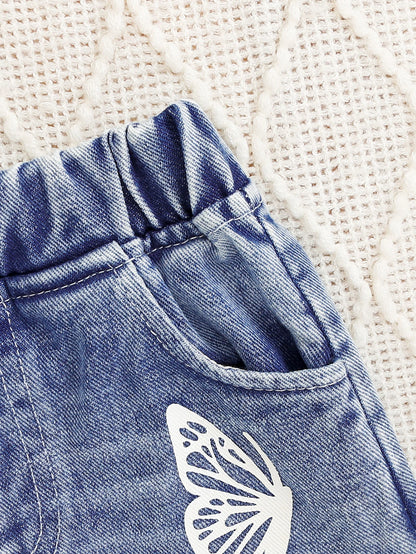 Butterfly Flight Girls’ Denim Vest & Pants 3-Piece Set