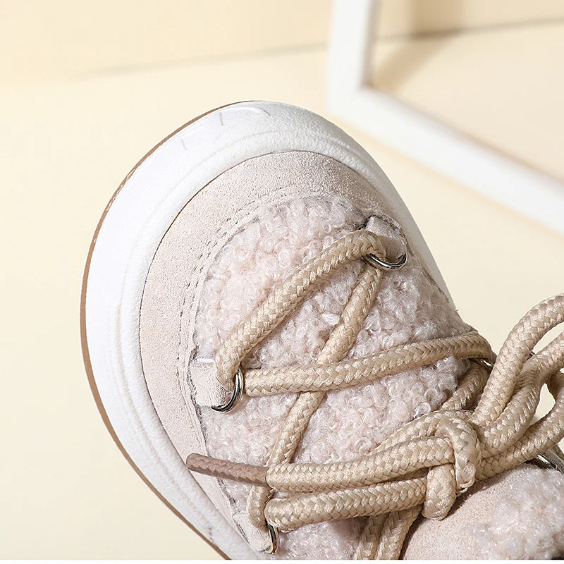 Plush-Lined Lace-Up Snow Boots for Toddlers