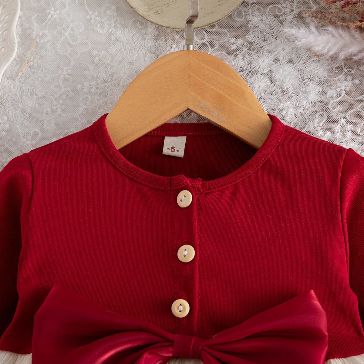 Oversized Bow & Tiered Ruffle Baby Girl Party Dress