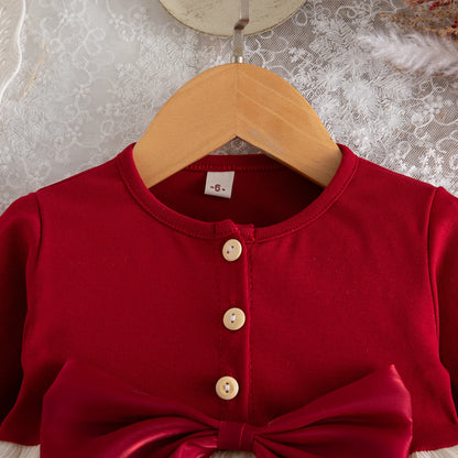 Oversized Bow & Tiered Ruffle Baby Girl Party Dress