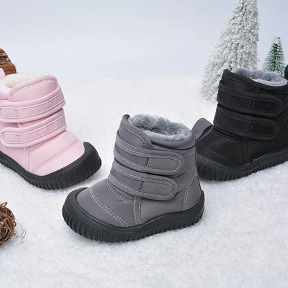 Plush-Lined Double-Strap Snow Boots for Kids