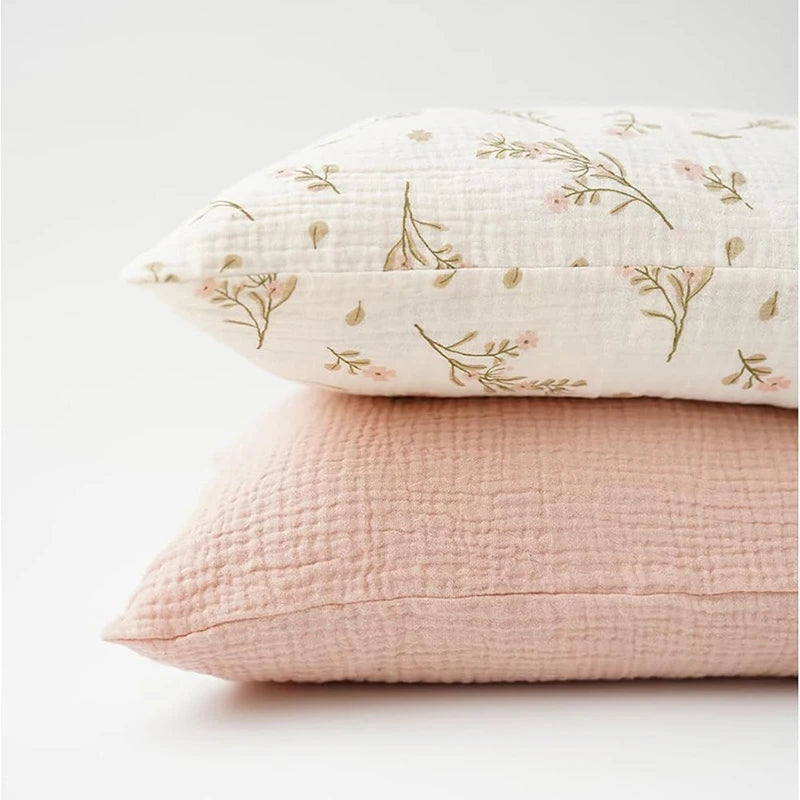 Forest Deer & Botanical Print Muslin Pillowcase for Kids