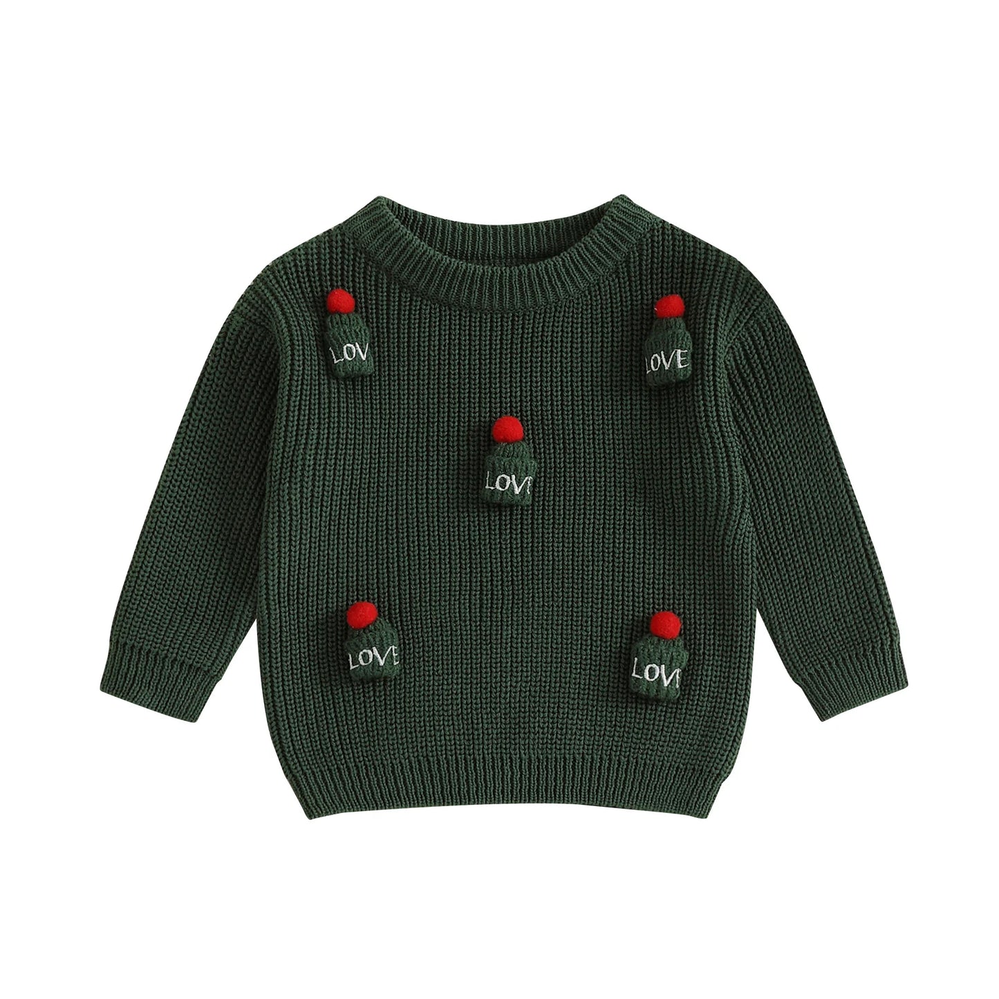 Kids Knit Sweater with 3D Beanie Detail – Cozy Crewneck Pullover (0 - 5 Years)