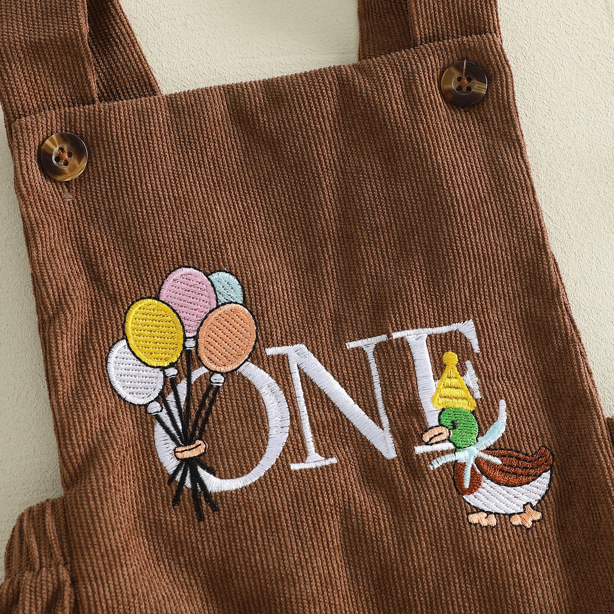 Wild One First Birthday Corduroy Overall Romper