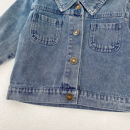 Baby Denim Jacket with Double Pockets – Soft Cotton Button Jacket (Ages 6–24 Months)