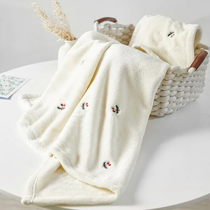 Embroidered Polar Fleece Baby Blanket with Tiny Motifs