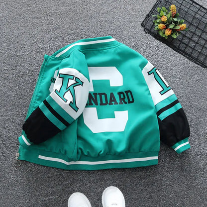 Varsity Letter Colorblock Bomber Jacket for Boys