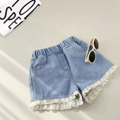 Playful Detail Denim Shorts for Girls