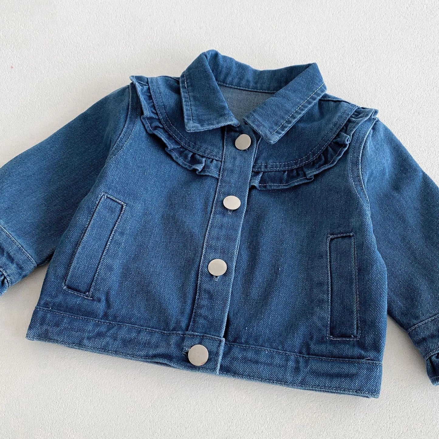 Baby Girls Ruffle Denim Jacket – Sweet Princess Style (1–6 Years)