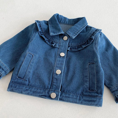 Baby Girls Ruffle Denim Jacket – Sweet Princess Style (1–6 Years)