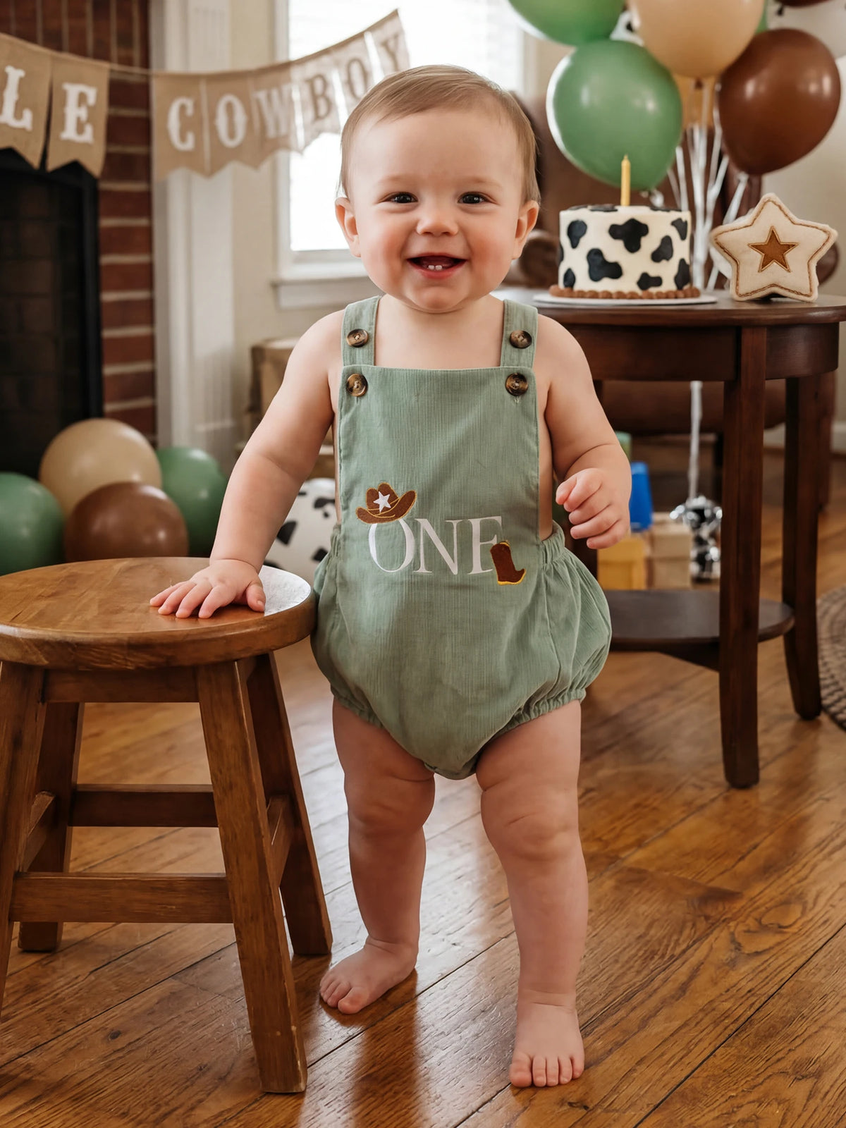 Wild One First Birthday Corduroy Overall Romper
