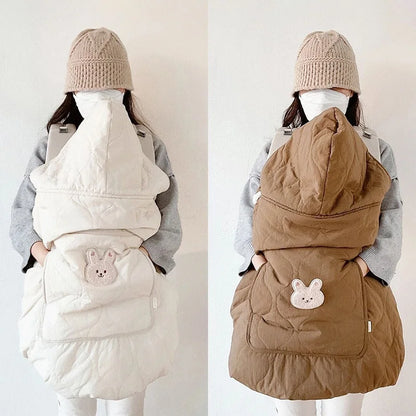 Cozy Hooded Baby Stroller Blanket & Carrier Cover – Quilted Swaddle Wrap for Newborns (Autumn–Winter)