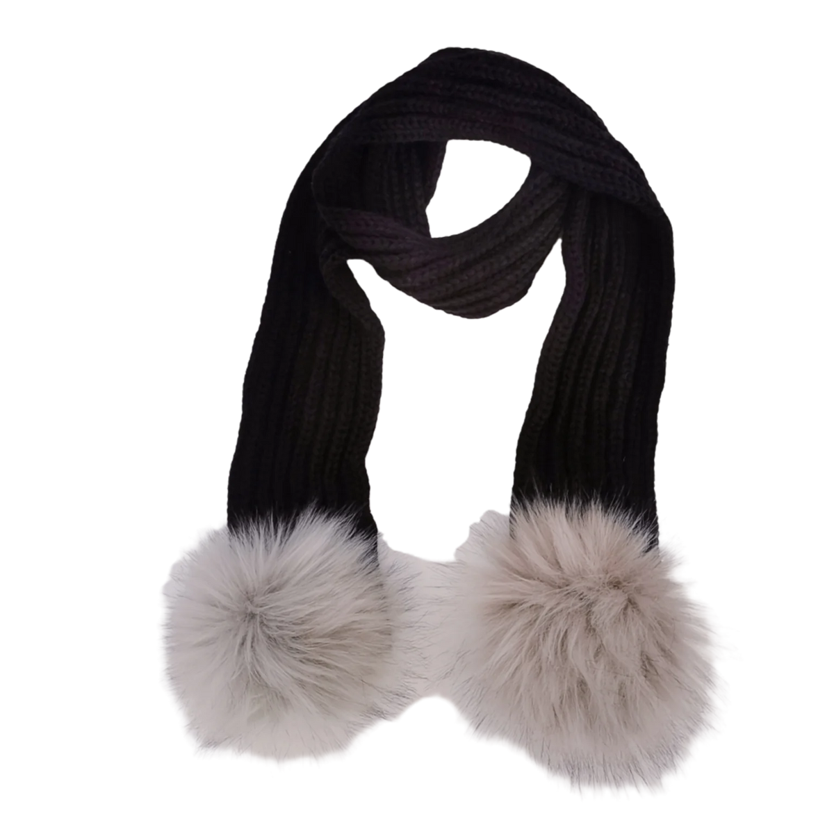 Double Pom Knit Beanie & Scarf Set with Bow