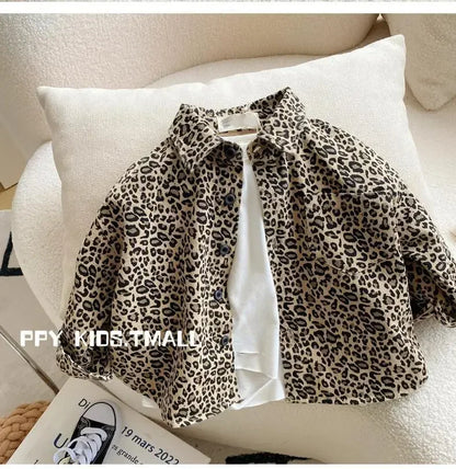 Leopard Print Button-Front Shirt for Boys