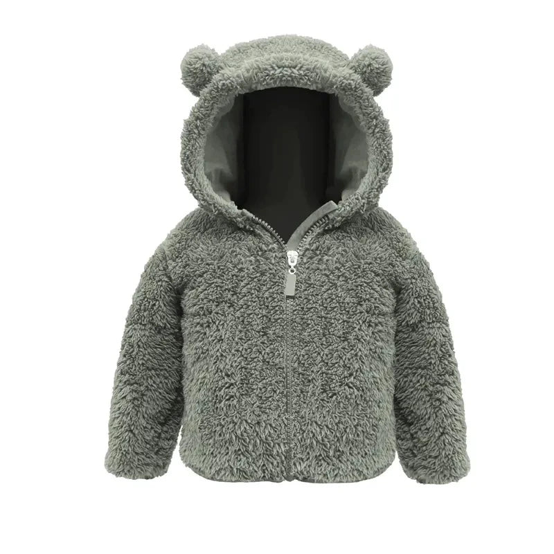 Bear-Ear Zip Teddy Fleece Hooded Jacket for Boys