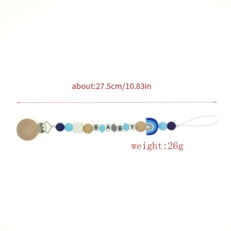 Rainbow & BABY Beaded Pacifier Clip for Infants