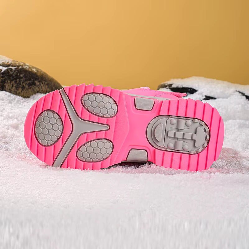 Snowflake Print Fur-Lined Winter Snow Boots for Girls