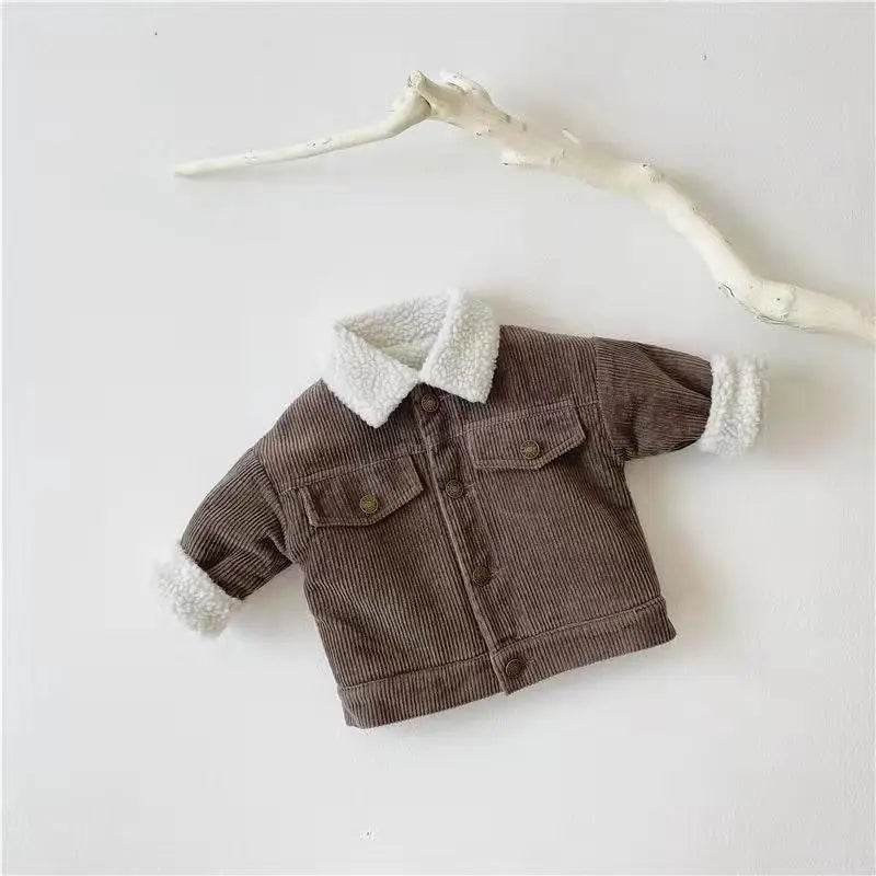 Sherpa Collar Corduroy Button Jacket for Boys