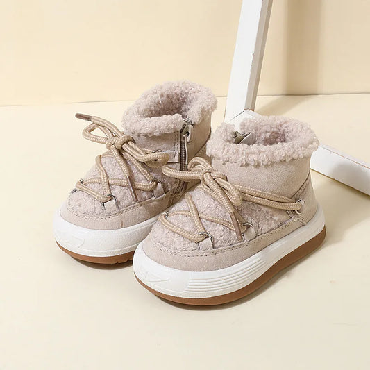 Plush-Lined Lace-Up Snow Boots for Toddlers