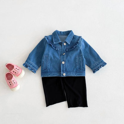 Baby Girls Ruffle Denim Jacket – Sweet Princess Style (1–6 Years)