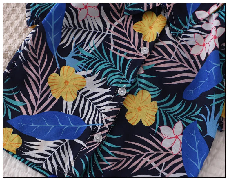 Tropical Boardwalk Print Shirt & Shorts Vacation Set for Boys