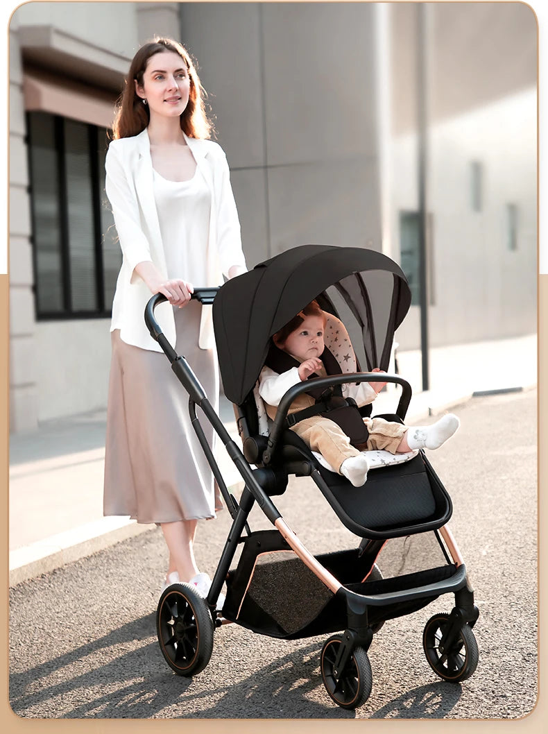 High Landscape Convertible Stroller with Reversible Seat – All-Terrain Wheels & 3-Position Recline