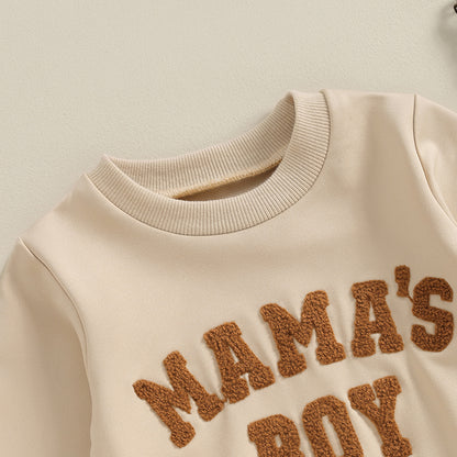 “Mama’s Boy” Baby Sweatshirt & Jogger Set – Cozy Two-Piece Outfit (0–3 Years)