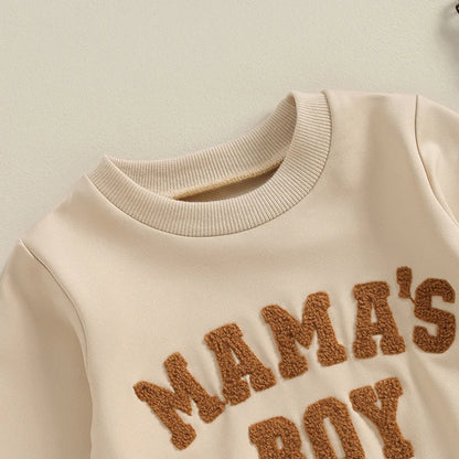 “Mama’s Boy” Baby Sweatshirt & Jogger Set – Cozy Two-Piece Outfit (0–3 Years)