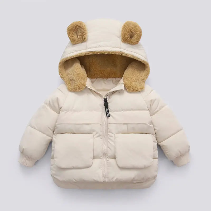 Faux-Fur Bear Hood Puffer Jacket for Kids