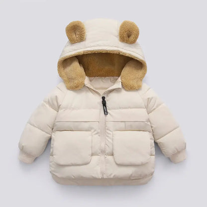 Faux-Fur Bear Hood Puffer Jacket for Kids