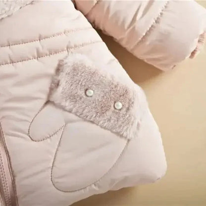 Faux Fur Hooded Pink Puffer Coat for Girls