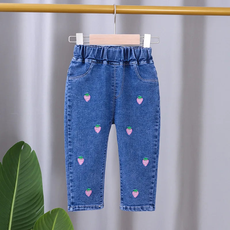 Embroidered Strawberry, Daisy & Heart Jeans for Toddlers
