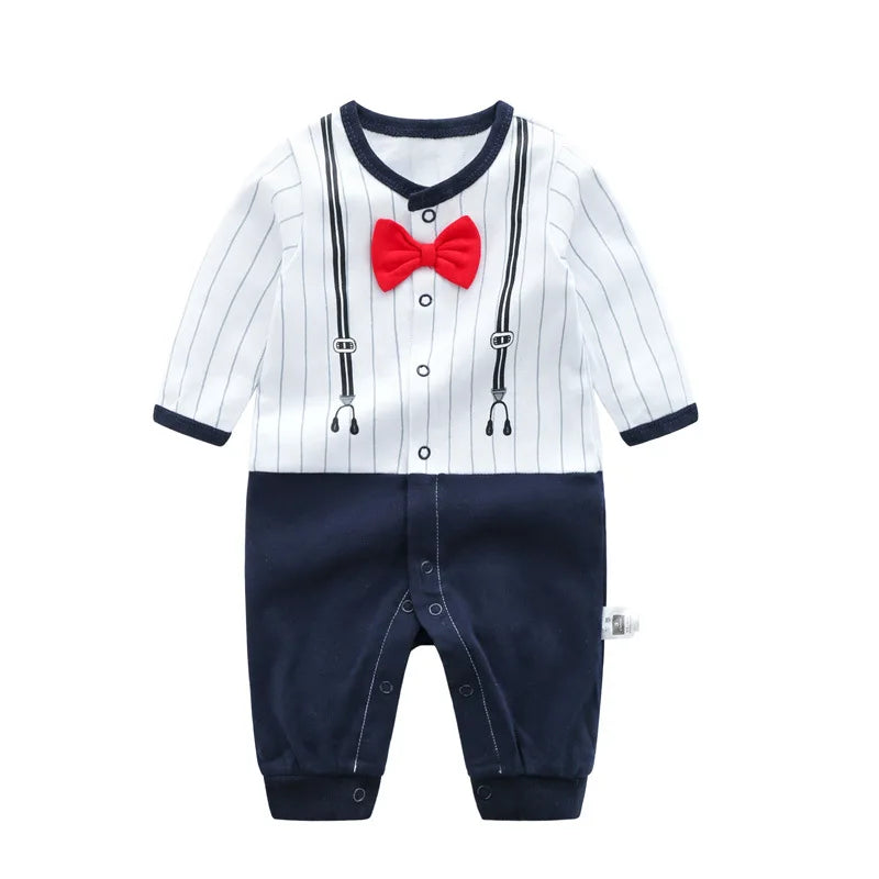 Bow-Tie Tuxedo Romper for Baby Boys