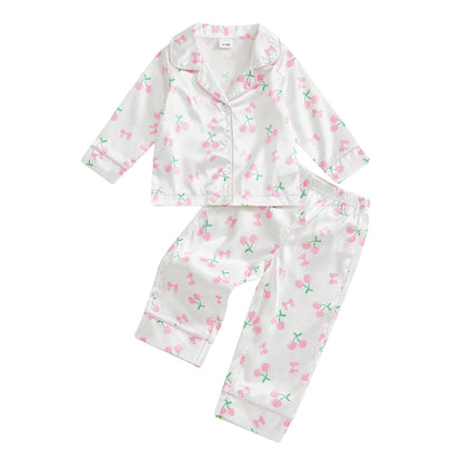 Pink Bow & Bloom Button-Down Pajama Set for Baby & Toddler Girls