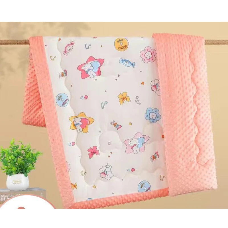 Cartoon Dinosaur & Animal Print Reversible Baby Blanket