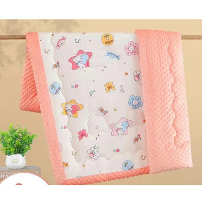 Cartoon Dinosaur & Animal Print Reversible Baby Blanket