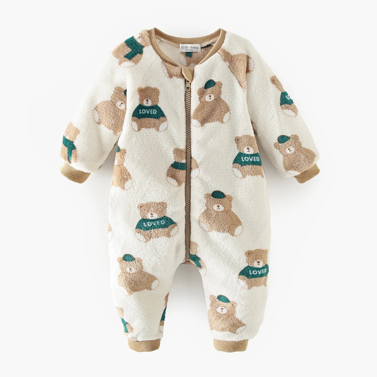 Cozy Teddy Bear Print Fleece Romper for Babies & Toddlers