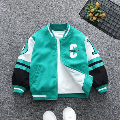 Varsity Letter Colorblock Bomber Jacket for Boys
