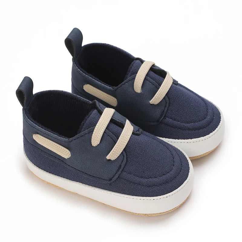 Contrast-Stitch Baby Loafers & Canvas Sneakers with Soft Soles