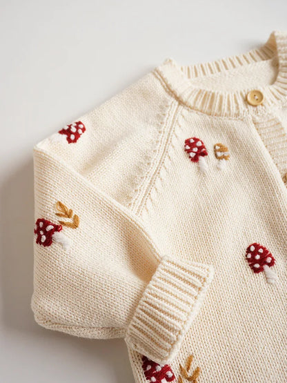 Baby & Toddler Girls Cotton Knit Cardigan (2–6 Years) – Button-Front Sweater with Duck Embroidery