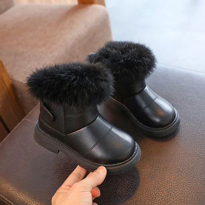 Girls' Faux Fur Trim Snow Boots – Warm Winter Ankle Boots for Toddlers & Little Girls