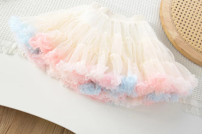 Pastel Petal Knit Sweater & Ruffle Tutu Skirt Set for Girls