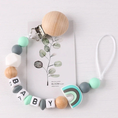 Rainbow & BABY Beaded Pacifier Clip for Infants